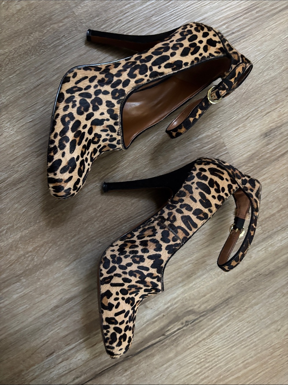 Nine West Leopard Print High Heel Ankle Strap Pumps - Women